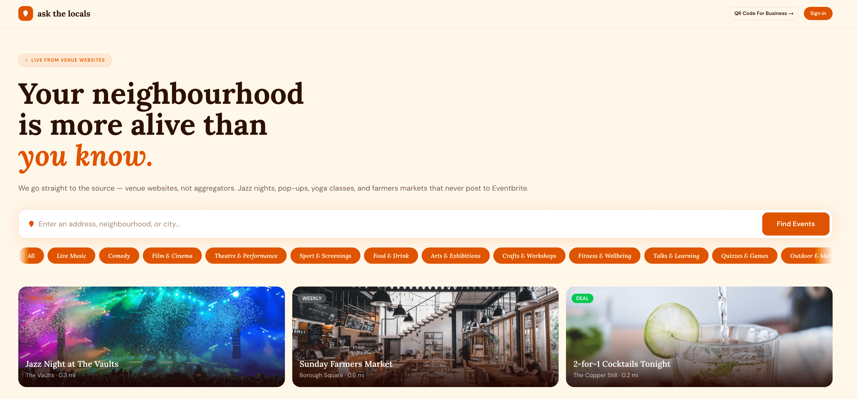 Ask The Locals homepage screenshot